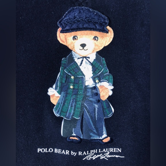 New! Ralph Lauren Navy Blue Polo Bear Embroidered Sweatshirt. Size 4T - Picture 6 of 7